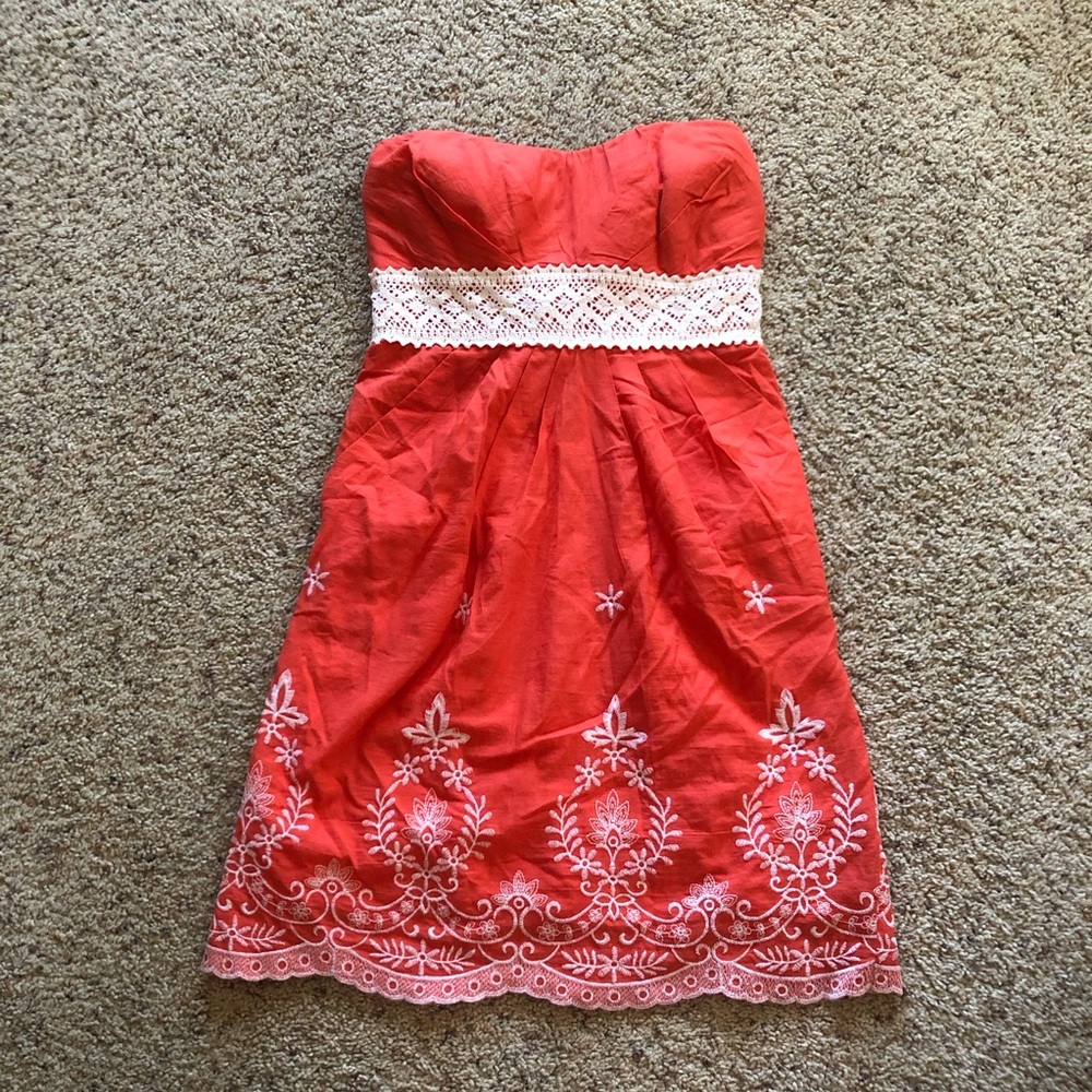 Women's Speeckless Gorgeous Orange Embroidered Strapless Mini Dress Size 11